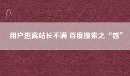 用户逃离站长不满 百度搜索之“惑”