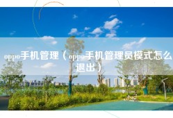 oppo手机管理（oppo手机管理员模式怎么退出）