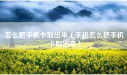 怎么把手机卡取出来（手机怎么把手机卡取出来）